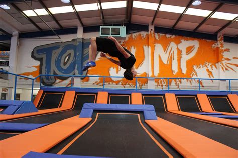 Topjump trampoline & extreme arena - TopJump Trampoline and Extreme Arena. 3735 Parkway. Pigeon Forge, TN. 37863. Located between lights 8 & 10 on the Parkway. Top rated attraction, minutes from Sevierville and Gatlinburg. 865-366-3400.